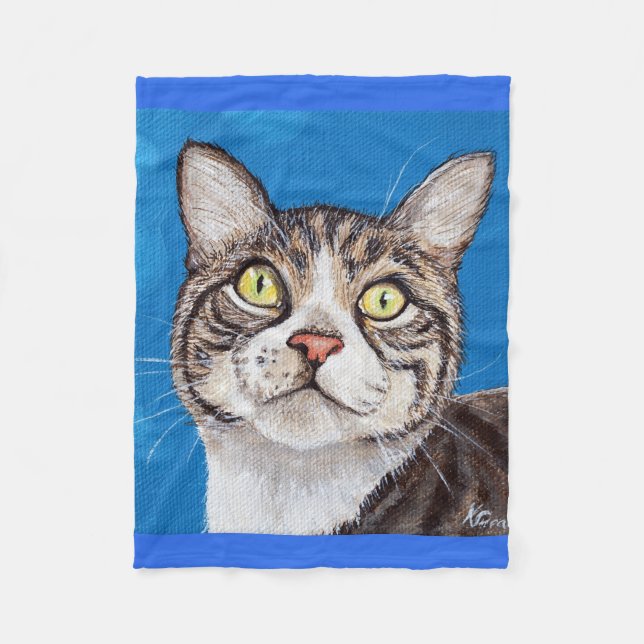 Manta Polar Pintura de gato atigrado (Anverso)