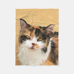 Manta Polar Pintura de gato calico - Arte gato original curado