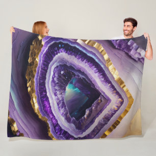 Manta Polar Pintura de Geode de Gemstone Púrpura