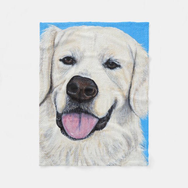Manta Polar Pintura de Golden Retriever (Anverso)