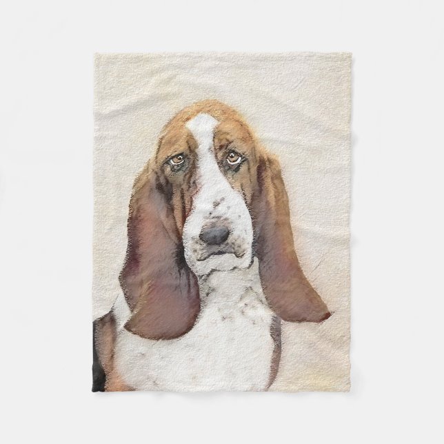 Manta Polar Pintura de hebilla de basset - Arte de perro origi (Anverso)