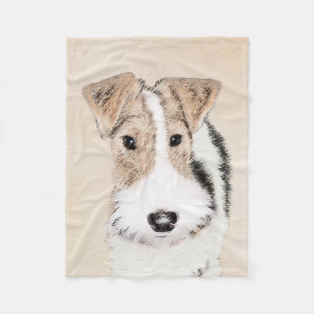 Manta Polar Pintura de hilo Fox Terrier - Arte de Perro Origin (Anverso)