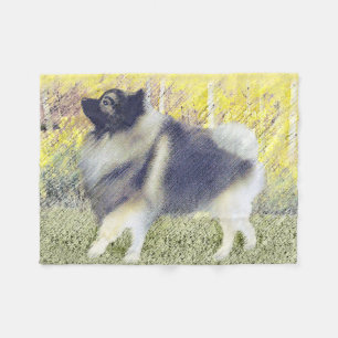 Manta Polar Pintura de Keeshond Aspen - Arte de Perro Original