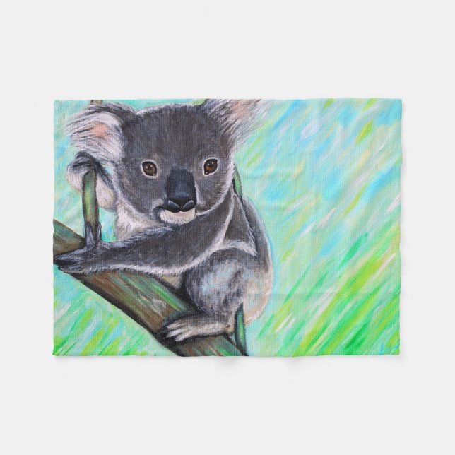 Manta Polar Pintura de Koala (Frente (Horizontal))