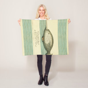 Manta Polar Pintura de la acuarela de la ballena antigua de Na