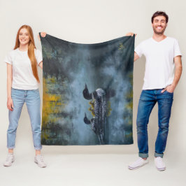Manta Polar Pintura de la familia del somorgujo