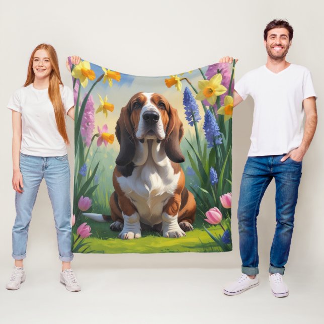 Manta Polar Pintura de las flores de primavera del perro de lo (In situ)