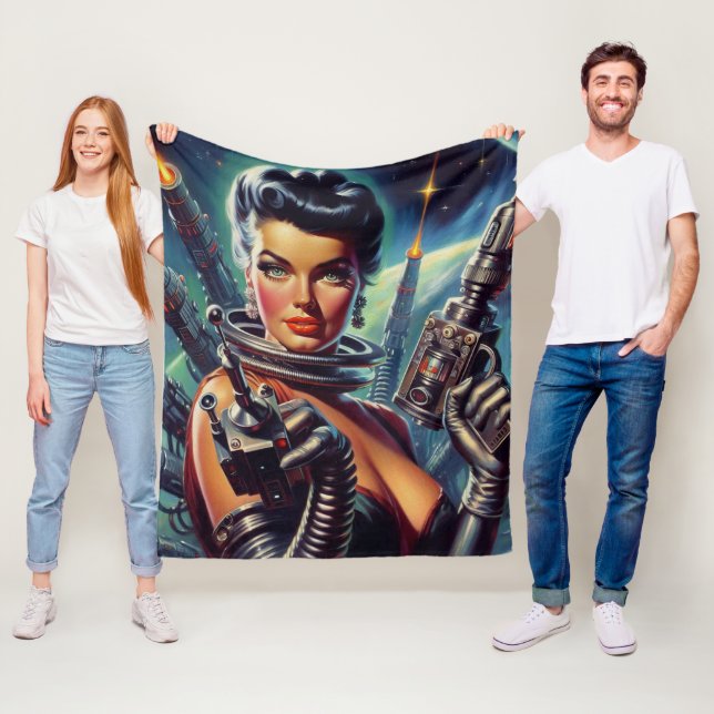 Manta Polar Pintura de mujer de ciencia ficción retro (In situ)