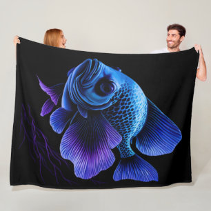 Manta Polar Pintura de peces azules púrpura