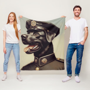 Manta Polar Pintura de perro de la policía de época