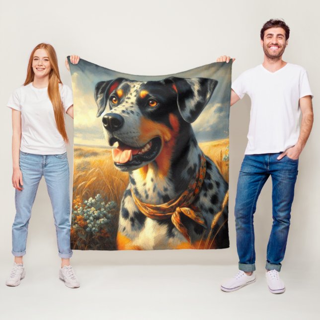 Manta Polar Pintura de perro de leopardo de Catahoula (In situ)