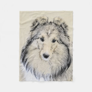 Manta Polar Pintura de perro pastelero Shetland - Arte origina