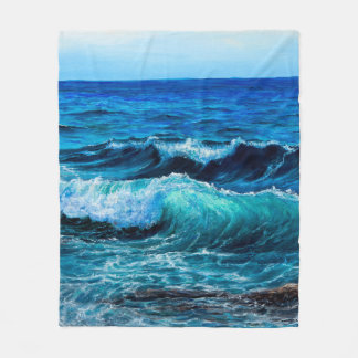 Manta Polar Pintura de petróleo que muestra olas en el océano 