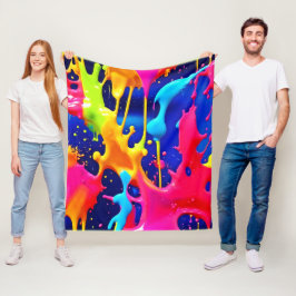 Manta Polar Pintura de pintura de goteo colorida