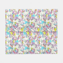 Manta Polar Pintura de rosas rosas rosas, amarillas y blancas