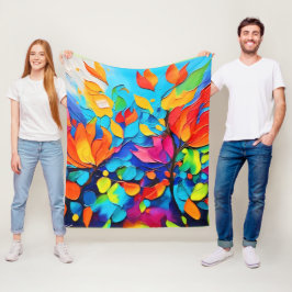 Manta Polar Pintura de sinfonía floral vibrante