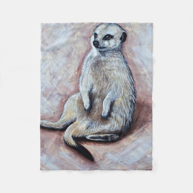 Manta Polar Pintura de Slouchy Meerkat (Anverso)