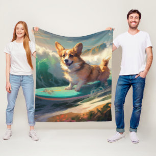 Manta Polar Pintura de surf de Corgi Beach