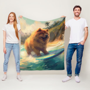 Manta Polar Pintura de surf en la playa de Chow Chow