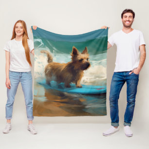 Manta Polar Pintura de Surf en la Playa de Terrier Australiano
