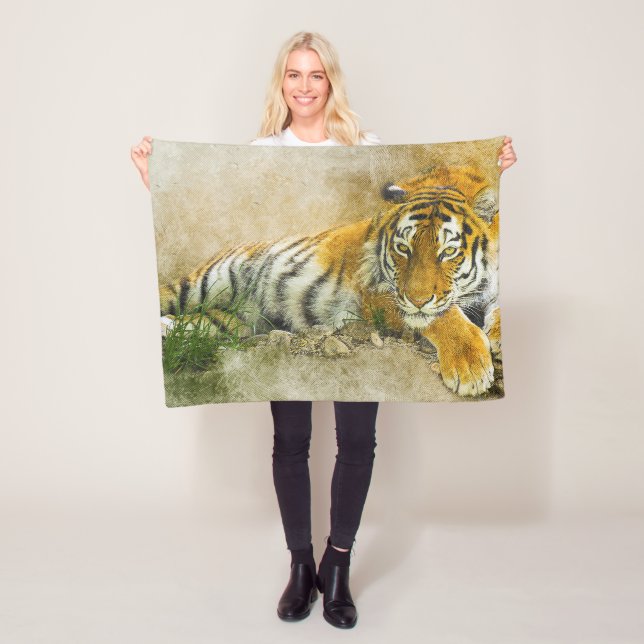 Manta Polar Pintura de tigre (In situ)