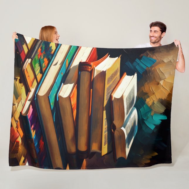 Manta Polar Pintura de una pila de libros antiguos y lectura a (In situ)