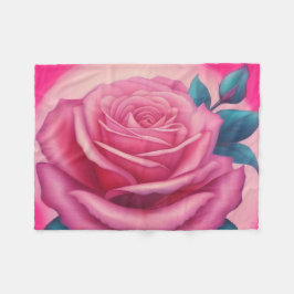 Manta Polar Pintura de una rosa rosa rosa de neón