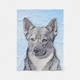 Manta Polar Pintura de Vallhund Sueca - Arte Perro Original Cu