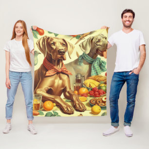 Manta Polar Pintura de Weimaraner Vintage