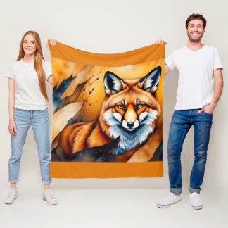 Manta Polar Pintura de zorro de otoño