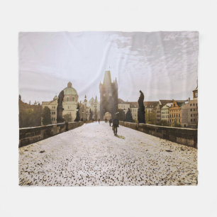 Manta Polar Pintura del puente Carlos en Praga al amanecer