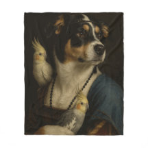 Pintura divertida del Renacimiento de un perro y c