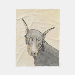 Manta Polar Pintura Doberman Pinscher - Original Dog Art
