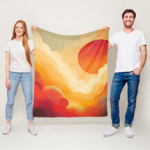 Manta Polar Pintura dramática de sol rojo