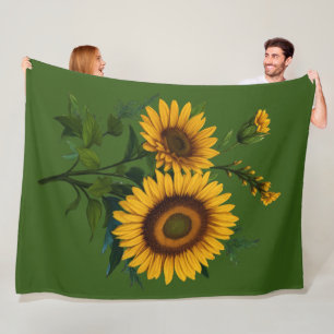 Manta Polar Pintura Girasol Fondo de cualquier color Forro pol