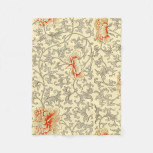 Manta Polar Pintura gris rosado de época floral botánica