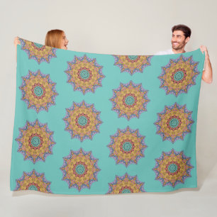 Manta Polar Pintura manual de la cara 1 del reloj de Mandala