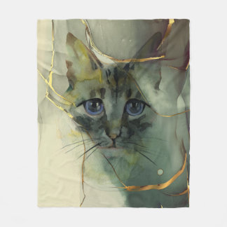 Manta Polar Pintura moderna de gato acuático