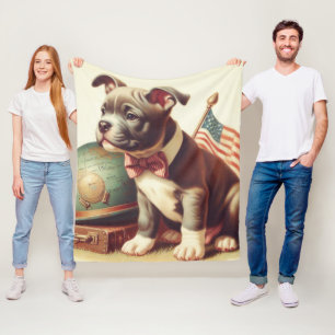 Manta Polar Pintura retro-estadounidense de Toro Terrier
