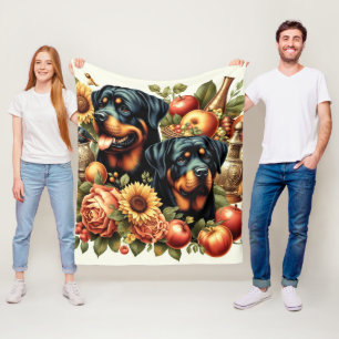 Manta Polar Pintura Retro Rottweiler
