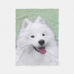 Manta Polar Pintura samoyada - Arte de perro original curado