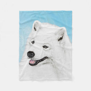 Manta Polar Pintura Samoyed - Arte Perro Original Cuto