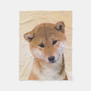 Manta Polar Pintura Shiba Inu (roja) - Arte original del perro
