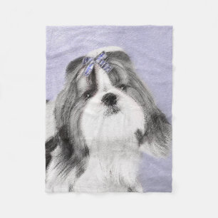Manta Polar Pintura Shih Tzu - Arte Perro Original.