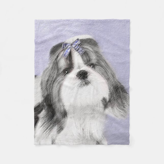 Manta Polar Pintura Shih Tzu - Arte Perro Original. (Anverso)