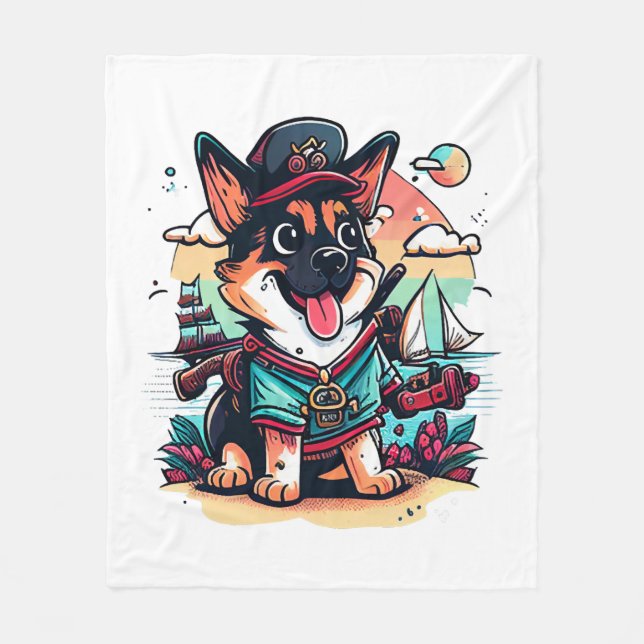Manta Polar Pirata de perro pastor alemán (Anverso)