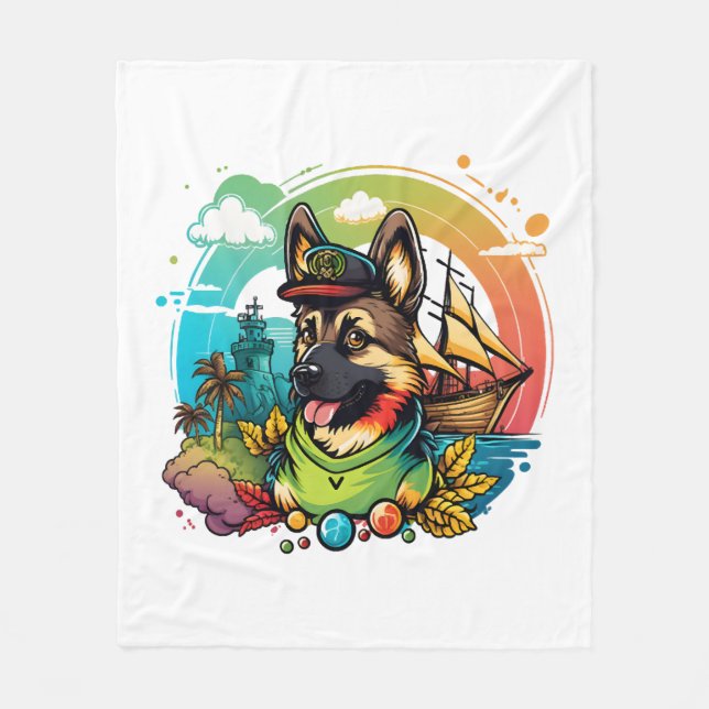 Manta Polar Pirata de perro pastor alemán (Anverso)
