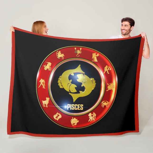Manta Polar Pisces Zodiac Rótulo Astrología Fleece Blanket (In situ)