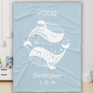 Manta Polar Pisces Zodiac Star Name Birdate Light Blue Baby