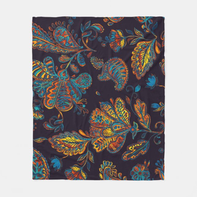 Manta Polar Pisley acuarela: teja de patrón floral (Anverso)